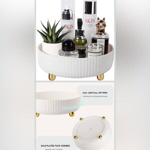 White and Gold Decorative Tray Lazy Susan